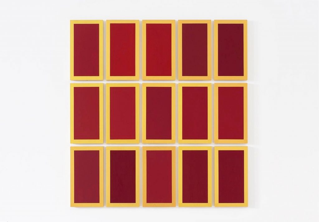 Winston Roeth, Deep Red Memory, (15 Panels) 2017, kremer pigments & polyurethane dispersion on poplar, 51 x 28 cm (each)