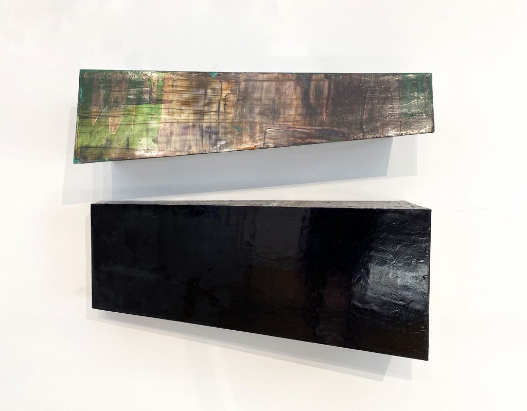 ELISABETH VARY, UNTITLED, (TWO PARTS) 1998 , OIL & ACRYLIC PAINT ON CARDBOARD, 72.5 X 87.5 X 22 CM