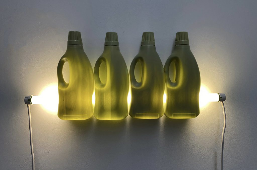 Bill Culbert, Fluffy, 2010 Plastic bottles, fluorescent tube & fittings 27 x 60 x 6 cm