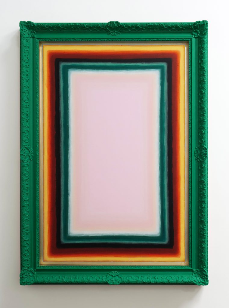got to let you know, You’re one of my kind, 2024
synthetic polymer, marble dust, 16ct green gold leaf on linen, 
composition and wood
136.5 x 98 x 11.2 cm